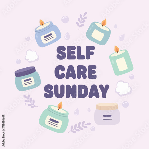 Tranquil Self-Care Sunday Essentials Art