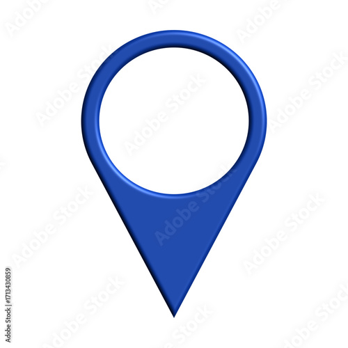 Blue 3D map pin location marker symbol for navigation.