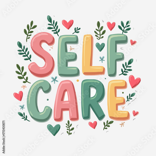 Uplifting Self-Care Message with Hearts