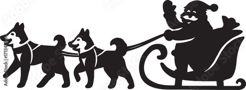 Santa Claus with reindeer silhouette Christmas celebration artwork