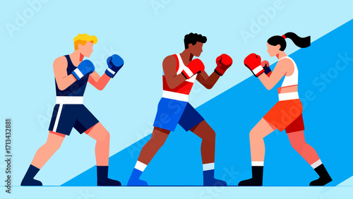 A person is boxing, hand-drawn vector illustration
