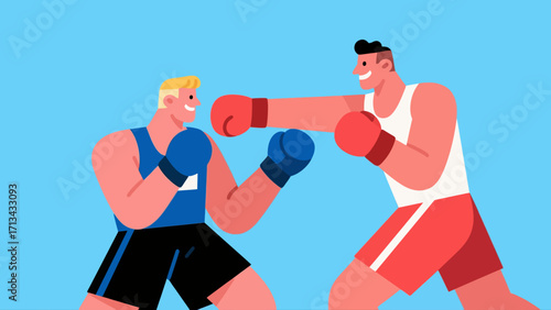 A person is boxing, hand-drawn vector illustration