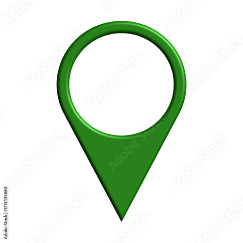 Green 3D map pin location marker icon isolated on white.