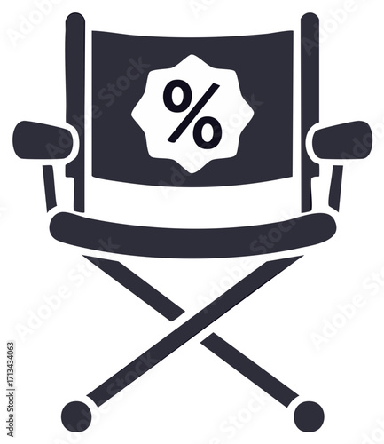 Director's Folding Chair Icon with Percentage Discount Symbol for Film Industry Sales and Promotions