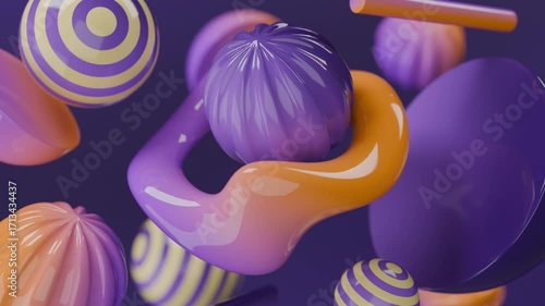 Abstract design with shiny purple and orange shapes. Perfect for backgrounds, web graphics, brochures, and modern art concepts.