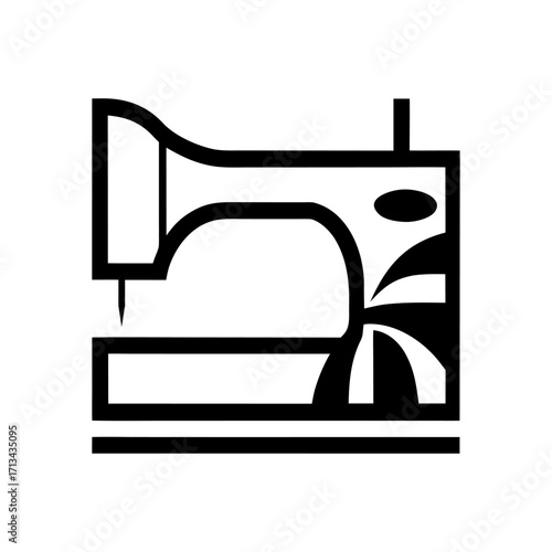 A simple linear icon of a sewing machine, symbolizing the main tool of sewing.