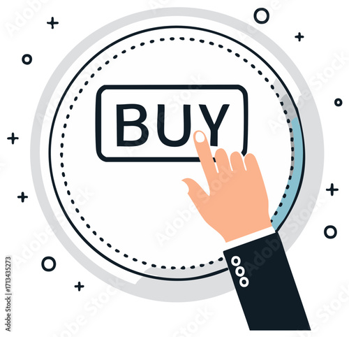 Hand Clicks Buy Button in Modern E-commerce Concept Illustration