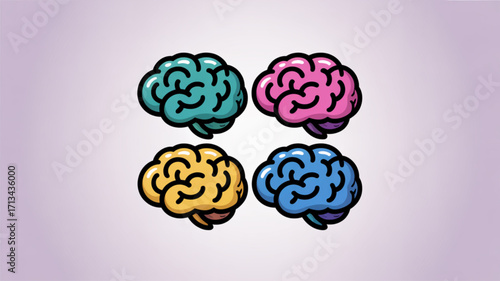 Brain power concept illustration of creative thinking and mental health awareness for learning mindsets