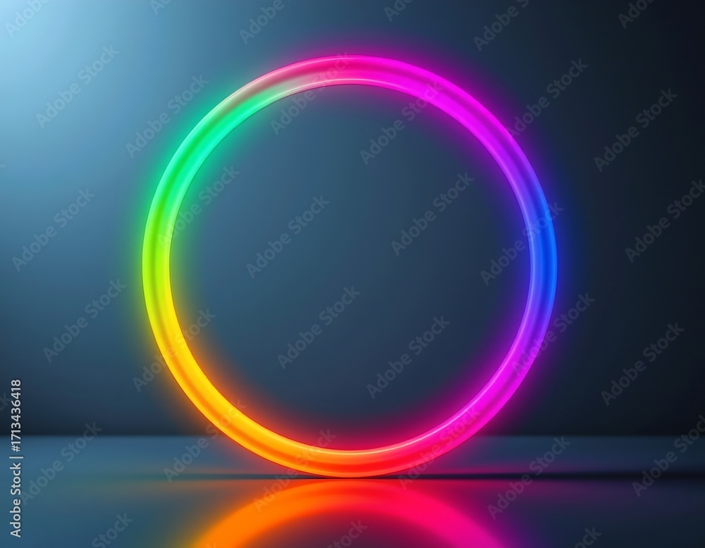 Fototapeta premium Vibrant Colorful Glowing Ring Against Dark