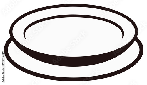 Empty dish saucer icon simple black and white line art vector illustration
