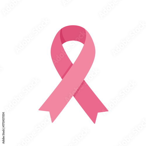 Pink Ribbon Breast Cancer Awareness Symbol Isolated on White Background
