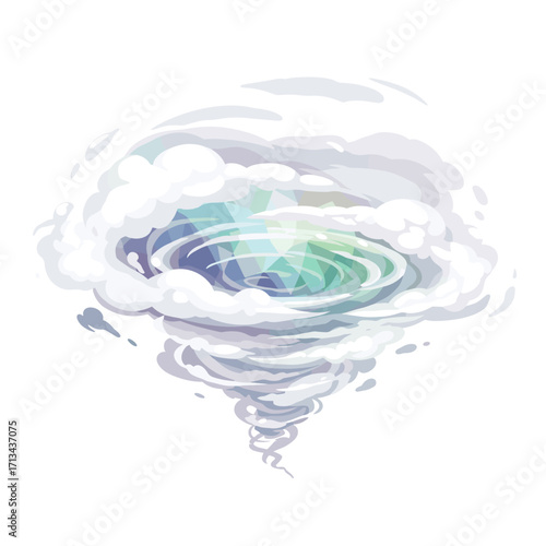 Stylized hurricane cloud vortex illustration