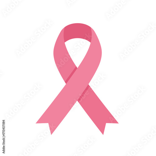 Pink Ribbon Breast Cancer Awareness Symbol Isolated on White Background