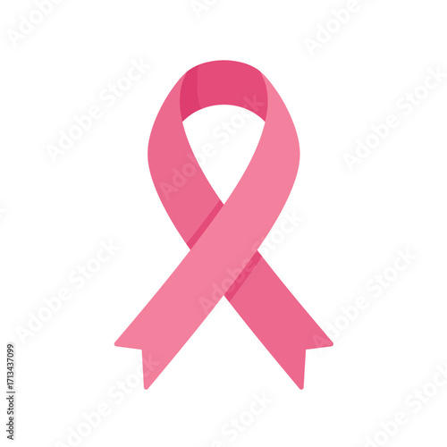 Pink Ribbon Breast Cancer Awareness Symbol Isolated on White Background