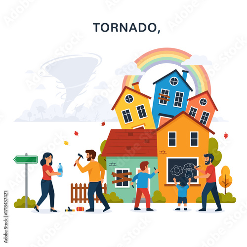 Community helping after a tornado disaster