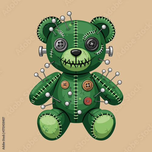 creepy teddy bear, halloween teddy, stitched bear, spooky plush, haunted toy, scary teddy, gothic bear, voodoo doll, spooky stuffed animal, halloween plush, eerie teddy bear, scary toy, creepy doll, h