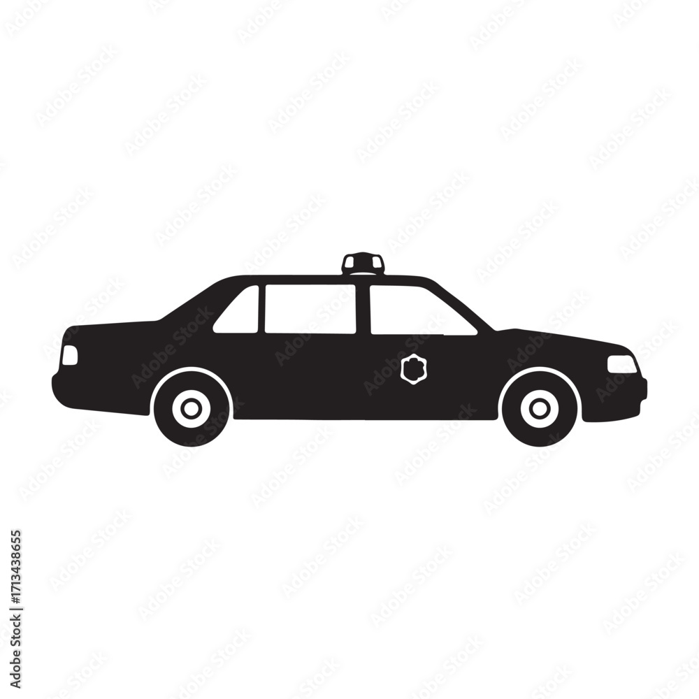 Fototapeta premium Black Taxi Cab Silhouette on White Background Illustrating Transportation and Urban Mobility Concepts for Graphic Design and Visual Communication