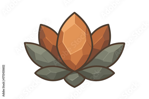 Nature cosmetics logo design with abstract geometric leaves and crystal shapes, natural beauty emblem, earthy tones vector illustration for organic skincare branding