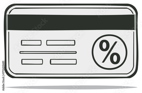 Discount card vector illustration for sales promotion and loyalty programs with percentage symbol on a white rectangle