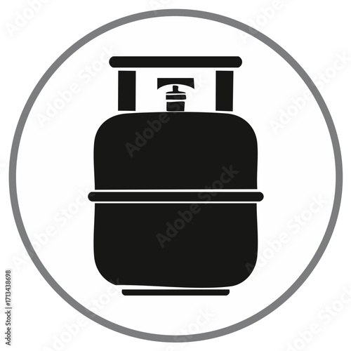 Propane tank vector icon. Simple black silhouette of a gas cylinder for cooking, BBQ, and heating fuel.