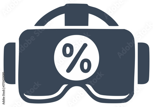Virtual reality headset with percentage symbol discount sale concept illustration