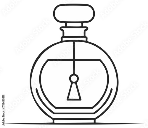 Elegant perfume bottle outline in minimalist style for beauty product design