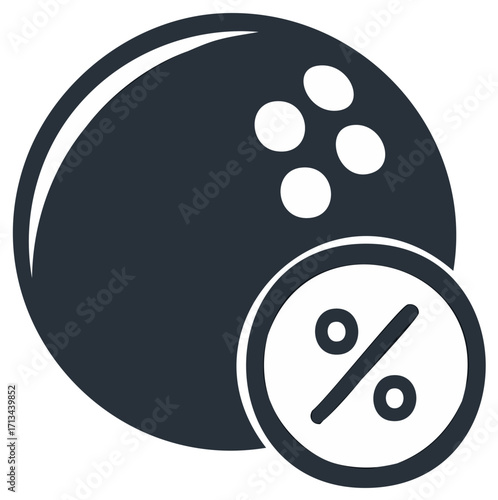 Bowling Discount Icon Vector Illustration for Sports Promotion and Statistics