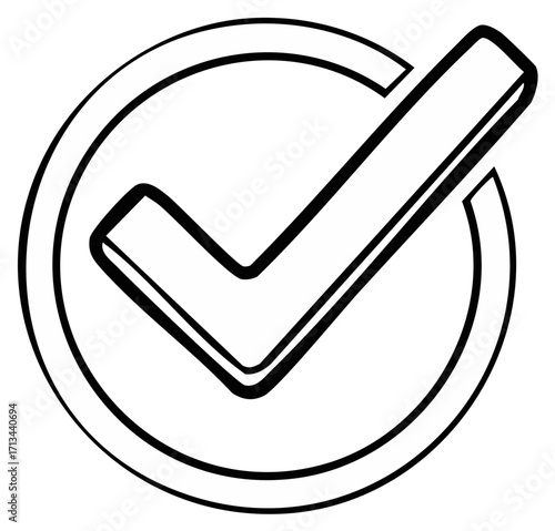 Check mark icon inside a circle, confirmation symbol, approval concept.