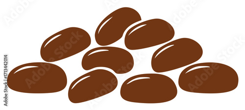 Pile of Brown Coffee Beans, Roasted Coffee Beans Still Life, Vector Coffee Beans
