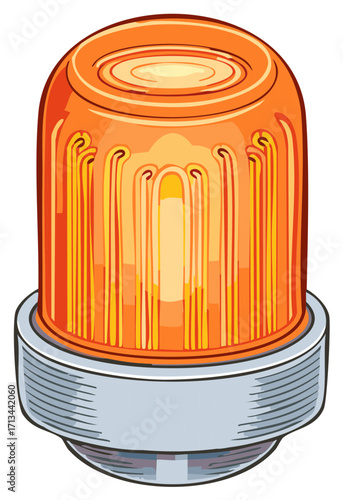 Emergency vehicle amber flashing beacon cartoon illustration