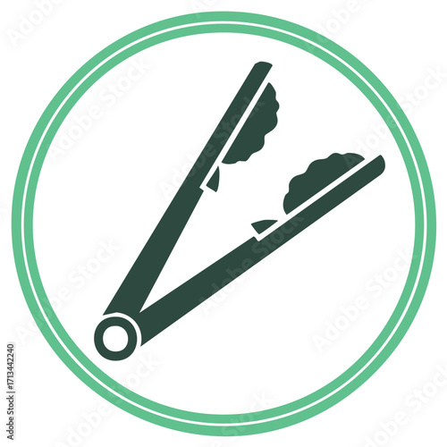 Serving tongs with food icon simple flat vector illustration for cooking or barbecue