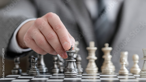 Wallpaper Mural Strategic planning chess hand suit black white board move leadership focus game tactic decision strategy competition challenge risk success winner Torontodigital.ca