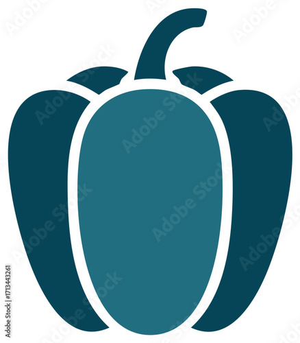 Vector Graphic Illustration of a Single Blue Bell Pepper or Capsicum