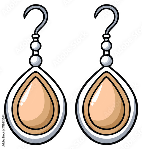 Pair of Cartoon-Style Earrings, Pearl Shape Design