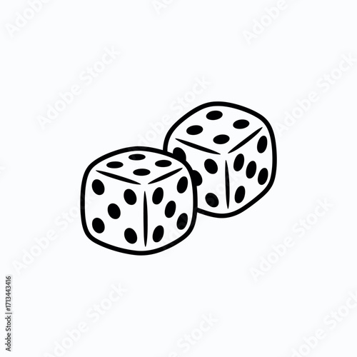 Simple hand drawn illustration of two dice on a white background