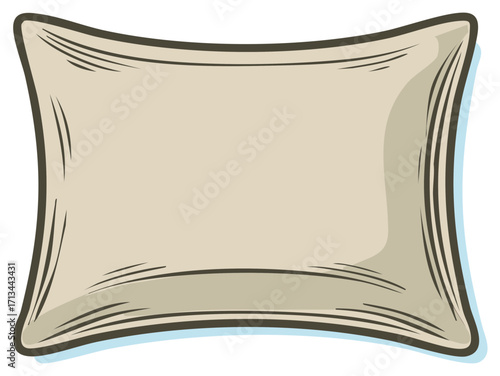Hand drawn illustration of a soft beige pillow for sleep and comfort