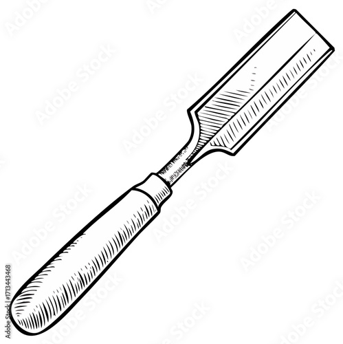 Hand drawn chisel with shaded handle and blade illustration