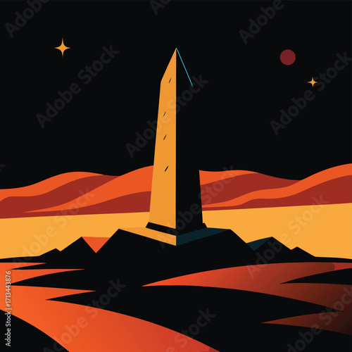 vector illustration of a sunset