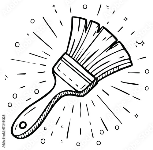 Stylized Paint Brush Doodle with Radiating Lines for Artistic and DIY Projects