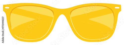 Yellow wayfarer style sunglasses with translucent lenses vector graphic illustration