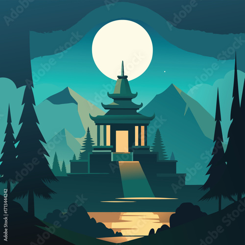 pagoda at sunset