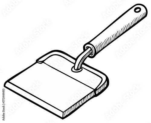 Simple line drawing of a square trowel with a handle