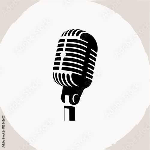 Vintage retro microphone silhouette on a light background