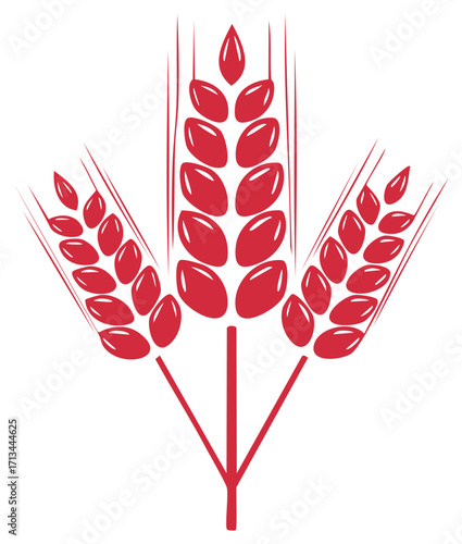 Stylized red wheat ears graphic, agricultural symbol for grain or food