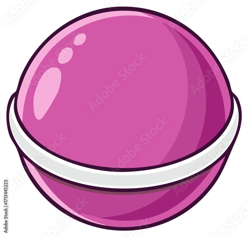 Cartoon style pink round hard candy or bonbon vector illustration