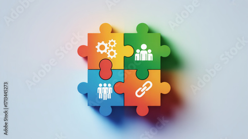 Puzzle pieces teamwork collaboration strategy business solution partnership connection concept idea innovation