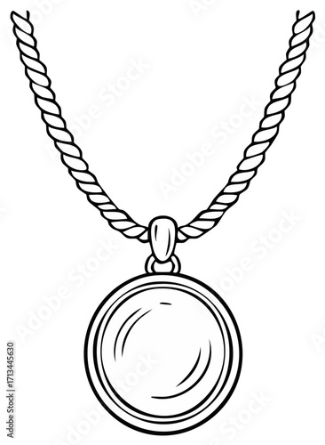 Simple black and white illustration of a pendant necklace