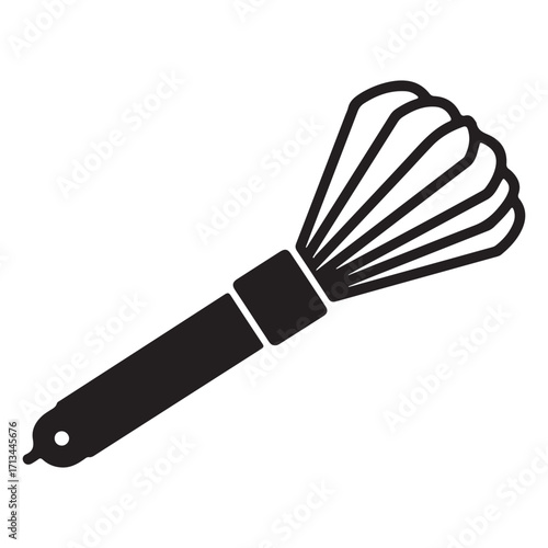 Elegant black and white whisk illustration for culinary designs and kitchen themed projects showcasing kitchenware and cooking utensils