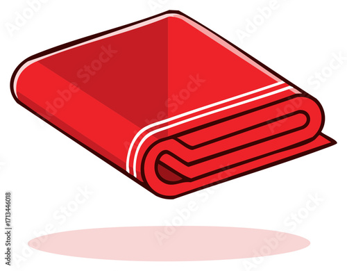 Folded red towel with white stripes illustration