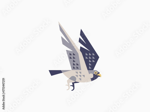 Soaring falcon with striking geometric design perfect for modern branding and nature illustrations